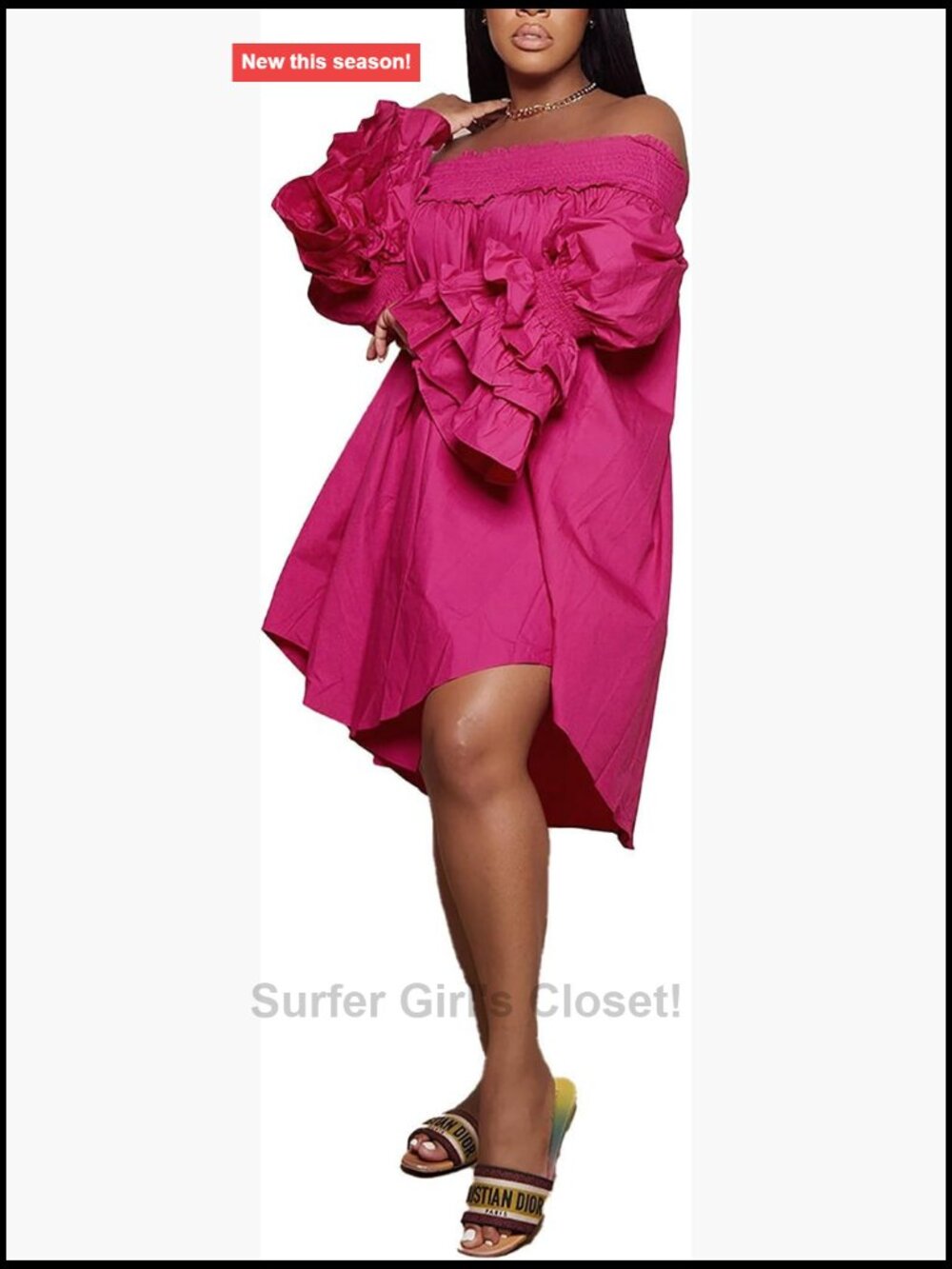 Off Shoulder Layered Flare Sleeve Ruched A-line Midi Summer Dress
